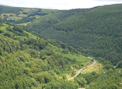 Cwmcarn forest drive aerial view